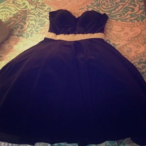 Strapless Velvet Dress w/ Silver Belt